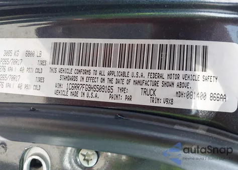 2017 Ram 1500 St из США, поврежденный, VIN 1C6RR7FG9HS509165